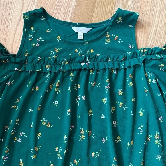 LC Lauren Conrad Cold Shoulder Green Floral Dress XXL Spring Irish - Picture 5 of 5